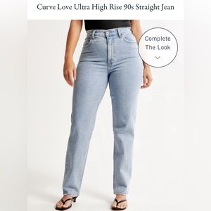Abercrombie & Fitch CurveLove Ultra High Rise 90s Straight Jean Size 28 Long